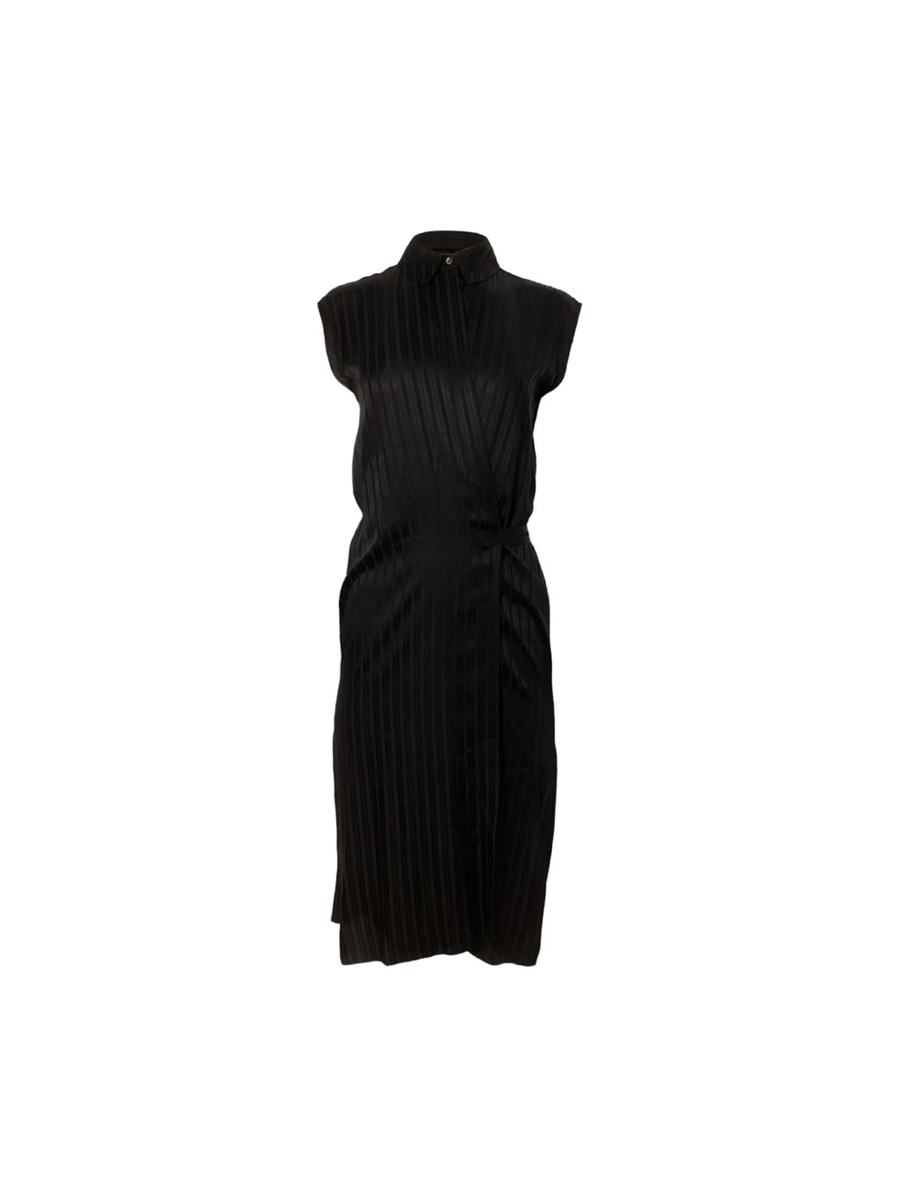 Alexander Wang Black Striped Sleeveless Collared Midi Dress NWT